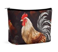 ADASGHBY Petite trousse de maquillage portable - Trousse de maquillage de voyage - Lèvres rouges avec diamant - Étanche - Pour femme, Shine Rooster, Taille unique
