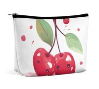 ADASGHBY Petite trousse de maquillage portable - Trousse de toilette étanche pour femme - Motif cerise, Jolie cerise., Taille unique