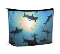 ADASGHBY Petite trousse de maquillage portable - Trousse de toilette étanche pour femme - Motif paresseux, Requin marteau., Taille unique