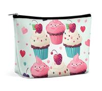 ADASGHBY Petite trousse de maquillage portable - Trousse de toilette étanche pour femme - Motif paresseux mignon, Cupcake Candy Hearts Sweet, Taille unique