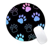 Adastrah Tapis de souris rond avec base en caoutchouc antidérapant, motif empreintes de pattes de chien, accessoires de bureau, 22,1 cm