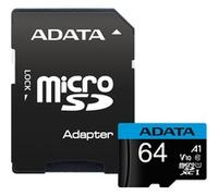 ADATA Premier mémoire Flash 64 Go MicroSDXC Classe 10 UHS-I - Mémoires Flash (64 Go, MicroSDXC, Classe 10, UHS-I, 85 Mo/s, Noir, Bleu)