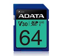ADATA Carte mémoire SDXC ASDX64GUI3V30S-R 64 Go Classe 10 UHS-I 100 Mo/s Noir/Bleu