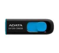 ADATA Clé USB UV128 256GB, USB 3.0 Memory Pen Stylo rétractable sans Capuchon Noir/Bleu