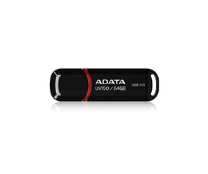 ADATA DashDrive UV150 64GB USB 3.2 Gen 1 Noir - Clé USB Type-A - Compatible Windows/macOS/Linux - Dimensions 58x18x11mm - Certifications CE/FCC/VCCI/BSMI