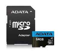 ADATA Premier mémoire Flash 64 Go MicroSDXC Classe 10 UHS-I - Mémoires Flash (64 Go, MicroSDXC, Classe 10, UHS-I, 85 Mo/s, Noir, Bleu)
