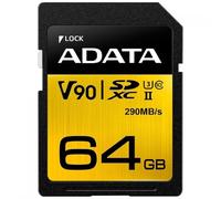 ADATA Premier One V90 Mémoire Flash 64 Go SDXC Classe 10 Uhs-II - Mémoires Flash (64 Go, SDXC, Classe 10, Uhs-II, 290 Mo/S, Noir, Or)