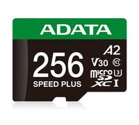 ADATA Carte mémoire Speed Plus MicroSDXC UHS-I U3 Classe 10 256 Go avec Adaptateur, Noir et Vert
