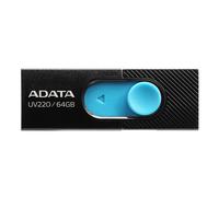 ADATA UV220 64Go USB 2.0 Type-A Noir/Bleu - Compatible Windows/macOS/Linux - Format Slide - Dimensions 55x19.5x10.2mm - Référence AUV220-64G-RBKBL
