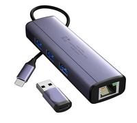 Adattatore da USB C a Ethernet per iPhone 15, IVSHOWCO 4 in 1 Tipo C Adattatore di rete LAN Gigabit Ethernet, Hub multiporta USB C 3.0 compatibile Con MacBook Pro 2020/2019/2018/2017, MacBook Air,