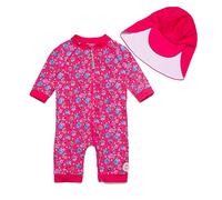 ADAVERANO Maillot de Bain/Protection Solaire pour bébé Femme uv50 + All - in - One Full Zip Front avec visière.(La Rose,80-86Cm)