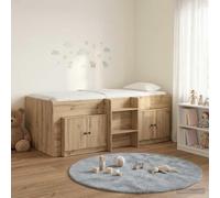 Adaxibro Loft Cadre de lit avec armoire en chêne Artisan, 203 x 101 x 68,5 cm, ensemble de 3 pièces avec espace de rangement, compatible avec matelas de 80 x 200 cm