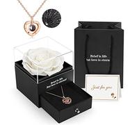 ADAZ Rose Eternelle avec Bijoux, Fleur Eternelle Coffret Rose Éternelle avec I Love You Collier, Idee Cadeau Femme, Cadeaux pour Femme pour Anniversaires, Noel, Saint Valentin, Fete des Meres