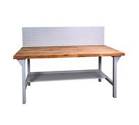 ADB Établi avec plateau en hêtre et panneau perforé 1500 x 800 x 850 mm