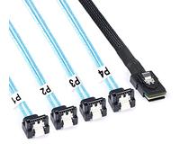 AdcAudx Câble interne Mini SAS vers SATA 0,5 m SFF-8087 vers SATA 90 degrés de dérivation vers l'avant 8087 SAS vers 4 SATA (1,6 m)