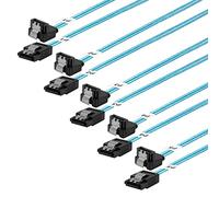 ADCAUDX Câble SATA-III : 0,5 m, lot de 5 câbles SATA fins à angle droit à angle droit 6 Gbps pour disque dur, ordinateur, SDD, HDD, bleu (1,6 ft)