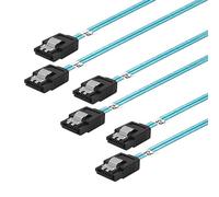ADCAUDX Câble SATA-III : 30,5 cm, lot de 3 câbles SATA 6 Gbit/s, câble SATA SSD droit, câble SATA flexible avec loquet de verrouillage pour SSD, disque dur, bleu (0,3 m)