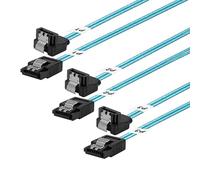 ADCAUDX Câble SATA-III : 30,5 cm, lot de 3 câbles SATA à angle droit SATA à angle droit - Câble SATA fin 6 Gbit/s avec verrou de verrouillage pour SDD, disque dur, ordinateur, bleu (0,3 m)