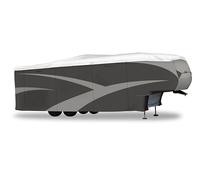 ADCO 36839 Designer Series Olefin HD Housse pour remorque de Voyage de 4,6 m - 5,5 m, Gris/Blanc