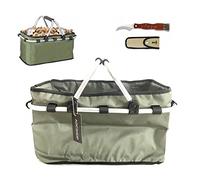 ADCSHOP - Pack panier et couteau à champignons pour ramasser champignons et fruits. Pliable, résistant, lavable, poignées rembourrées et fond libérant des spores. 42 x 26 x 22 cm