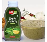 Add me Chutney Dhania Pudina fait maison 210 g de sauce à la menthe indienne classique, recette de chutney vert, bouteille compressible de 210 g