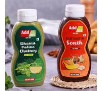 Add me Pudina Chutney 210G & Khatti Meethi Sonth 240G, Combo Pack of 2, red & Green