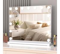ADDCOLOR Hollywood Miroir Coiffeuse, Miroir Maquillage Lumineux avec 15 LED Ampoules et Port de Chargement USB, 3 Modes d'éclairage Réglables Miroir Mural avec 10X Miroir (58 * 2,8 * 46CM)