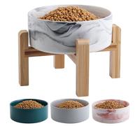 Addggo Gamelle surélevée en céramique pour chiens de taille moyenne et grande - Gamelle d'eau pour chien avec support, 20,3 cm et 7,6 tasses - Antidérapante - Gris marbre