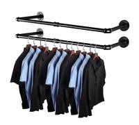 AddGrace Lot de 2 portant à vêtements muraux en fer industriel pour vêtements - Noir