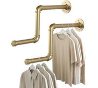 AddGrace Lot de 2 porte-vêtements amovibles de 45,7 cm - Fixation murale - Pour la maison et le magasin de vêtements - Doré - 46 cm