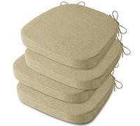 AddGrace Lot de 4 coussins antidérapants pour chaise de cuisine en forme de U, en mousse haute densité, durable, 41 x 41 x 5 cm, beige