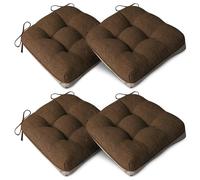 AddGrace Lot de 4 coussins de chaise extra épais antidérapants et doux avec attaches pour chaises de salle à manger, cuisine, 40 x 40 x 10 cm, café