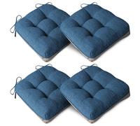 AddGrace Lot de 4 coussins de chaise extra épais antidérapants et doux avec attaches pour chaises de salle à manger, cuisine, 40 x 40 x 10 cm, bleu marine