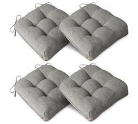 AddGrace Lot de 4 coussins de chaise extra épais antidérapants et doux pour chaises de salle à manger avec attaches 40 x 40 x 10 cm, gris