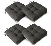 AddGrace Lot de 4 coussins extra épais pour chaises de salle à manger, antidérapants, doux, avec attaches, 40 x 40 x 10 cm, gris foncé