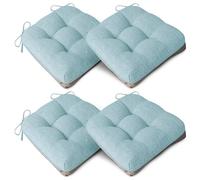 AddGrace Lot de 4 coussins extra épais pour chaises de salle à manger, antidérapants, doux, avec lacets, 40,6 x 40,6 x 10,2 cm, bleu clair