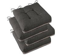AddGrace Lot de 4 grands coussins de chaise pour chaises de salle à manger, de cuisine avec envers antidérapant et attaches - Coussins de chaise carrés texturés pour chaises de salle à manger, 43,2 x