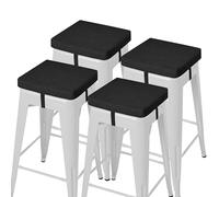 AddGrace Lot de 4 petits coussins de tabouret de bar carrés antidérapants avec attaches et housse lavable en machine Noir 30,5 x 30,5 x 5,1 cm