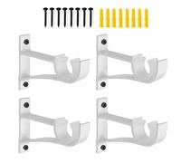 AddGrace Lot de 4 supports de tringle à rideau simples en alliage d'aluminium robuste pour tringle à rideaux (blanc)
