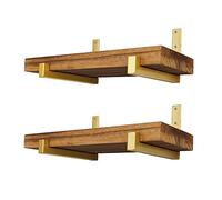 ADDGRACE Lot de 4 supports d'étagère muraux robustes avec supports d'étagère à rebord pour étagère flottante à monter soi-même (15,2 cm, doré)