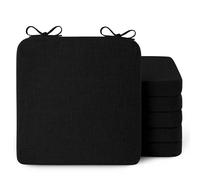 AddGrace Lot de 6 coussins de chaise carrés épais antidérapants pour chaises de salle à manger avec attaches et housse amovible Noir 40 x 40 x 5 cm