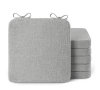 AddGrace Lot de 6 coussins de chaise carrés épais antidérapants pour chaises de salle à manger avec attaches et housse amovible Gris clair 40 x 40 x 5 cm