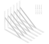 AddGrace Lot de 6 équerres d'étagère triangulaires robustes 300 x 185 mm en métal à angle droit avec vis incluses (300 x 185 mm) Blanc titane