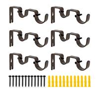 AddGrace Lot de 6 supports de tringle à rideaux doubles robustes pour tringle à rideaux de 2,5 cm et 1,6 cm - Pour salon, chambre à coucher - Marron