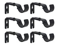 AddGrace Lot de 6 supports de tringle à rideaux réglables, s'adaptent à une tringle à rideaux jusqu'à 2,5 cm, robustes et extensibles, support de tringle à rideaux simple en métal pour mur (noir)