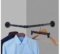 AddGrace Portant à vêtements industriel en fer à fixer au mur à angle droit avec vis pour rangement à la maison (noir) 46 cm