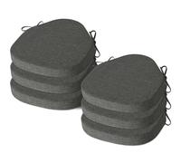 AddGrace Windsor Lot de 6 coussins de chaise de salle à manger avec housse texturée amovible et fond antidérapant - Coussins de chaise d'intérieur avec attaches et mousse (41,9 x 39,9 cm, gris foncé)