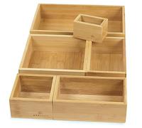 addhome Organisateur de tiroirs en bambou | 6 tiroirs pour usages polyvalents | système d'organisation pratique de tiroirs combinable individuellement