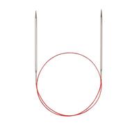 Addi Ad7757080-3.50 Aiguilles À Tricoter Circulaires Extra Longues, 80 cm Longueur x 3,50 mm D'Épaisseur, Argent/Rouge