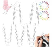Addi Crasy Trio Lot de 15 aiguilles à tricoter circulaires pour chaussettes avec 30 broches de fixation, pour pulls, écharpes, chapeaux, manches